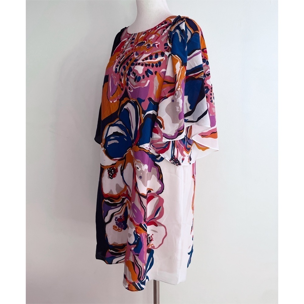 EUC Anthropologie Maeve Floral Vero Flutter Sleeves Silk Shift Dress Small​​​​​ - Picture 5 of 10